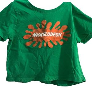 NICKELODEON GREEN CROP TOP TEE SHIRTY M MEDIUM